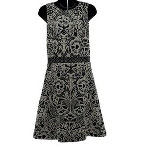 Anthropologie Ettwa Dress Womens S Floral Jacquard Fit Flare Sleeveless